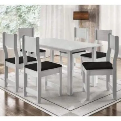 Conjunto de Mesa com 6 Cadeiras Dallas Indekes Branco | R$427