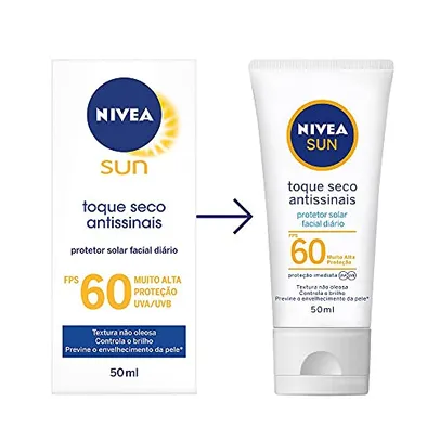 Protetor Solar Facial NIVEA SUN Toque Seco Antissinais FPS60 50ml, Nivea,Laranja