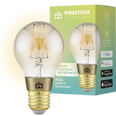 [R$7,67 AME SC] Smart Lâmpada Retrô Wi-Fi Positivo Casa Inteligente LED 7W Bivolt - Comp Google