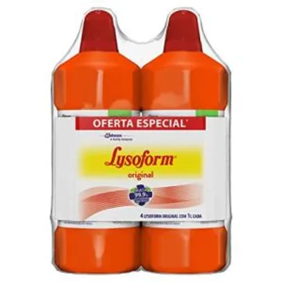 Kit Desinfetante Lysoform Líquido Bruto Original 1L com 4 unidades oferta especial | R$ 25