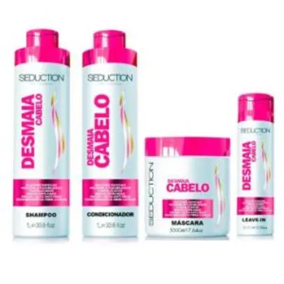 Kit Eico Seduction Desmaia Cabelo: Shampoo 1L + Condicionador 1L + Máscara 500g + Leave-in 300g - R$50