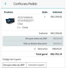 ASUS Notebook X510UR-BQ291T - i5 8th 8GB RAM (GeForce MX930) por R$ 2753