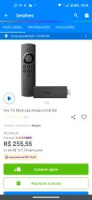 [Cliente ouro] Fire TV Stick Lite Amazon Full HD R$236,00