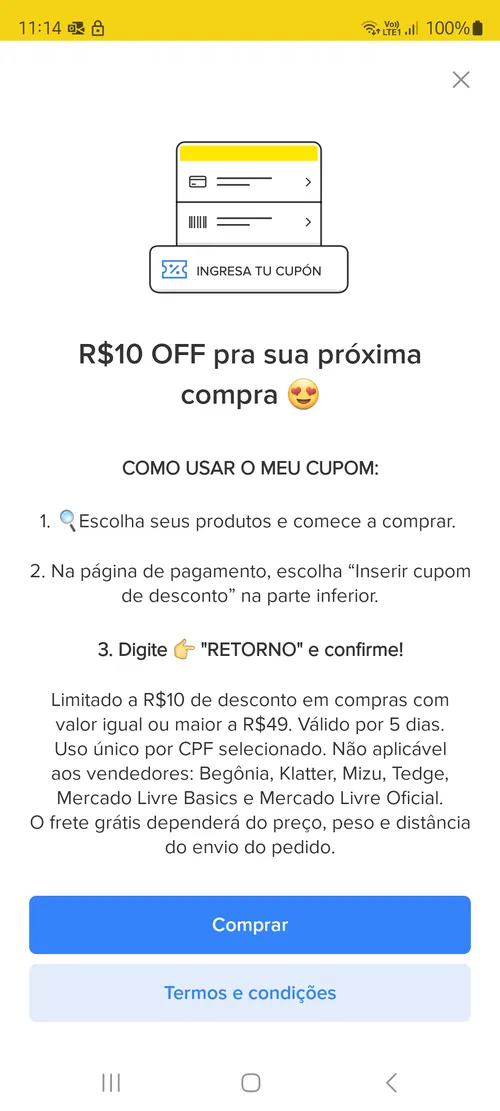 Imagem na descrição da promoção