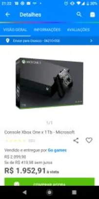 Console Xbox One x 1Tb - Microsoft | R$1.953