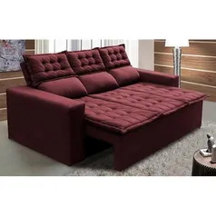 Sofá 3 Lugares Retrátil e Reclinável Cama inBox Slim 2,00m Velusoft Vinho | R$ 1200