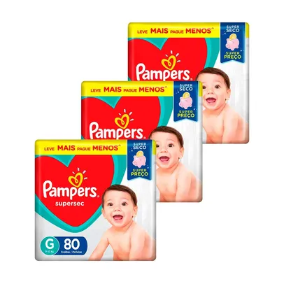 Kit de Fraldas Pampers G Supersec Jumbo 240 Unidades