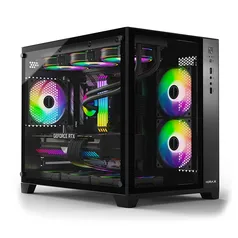 Gabinete Gamer Hyrax HGB710, Mini Tower, M-ATX, Frente e Lateral Em Vidro Temperado, Preto - HGB710B