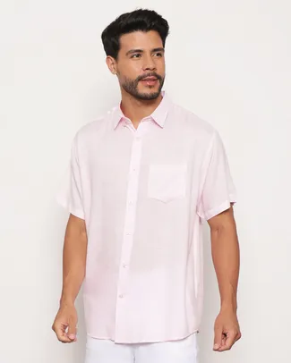 Camisa Masculina Manga Curta Lisa Rosa