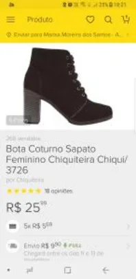 Bota Coturno Sapato Feminino Chiquiteira R$26