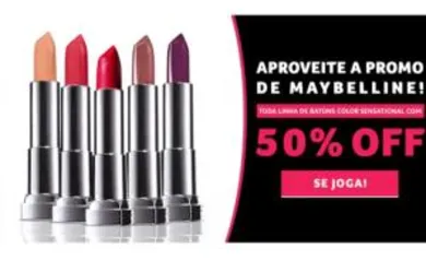 Batons maybelline com 60% de desconto