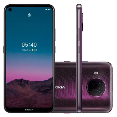 Smartphone Nokia 5.4, 128GB, 4GB RAM, 128GB, Câmera 48MP/Selfie 16MP, Tela 6.39, Google Assistente, Roxo - NK026