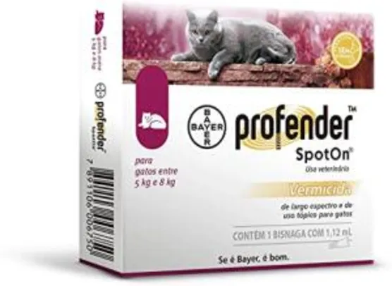 [PRIME] Vermífugo Bayer Profender Spoton Gatos de 5kg até 8kg - 1 Bisnaga de 1,12ml R$42