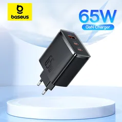 [Taxa Inclusa] Baseus 65W carregador rápido GAN, carregador PD tipo-C USB, suporte PD QC e PPS