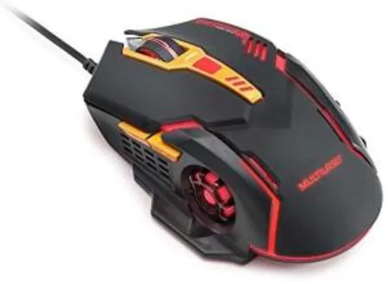 Mouse Gamer Dpi 2400 Preto/Laranja Multilaser - MO270 | R$37