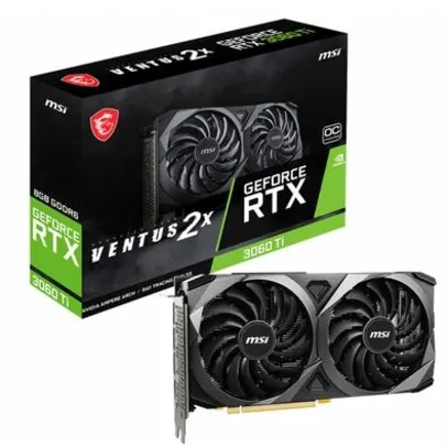 Placa de Vídeo MSI NVIDIA GeForce RTX 3060 Ti Ventus OC V1, 8GB GDDR6, LHR, DLSS, Ray Tracing - 912-V397-232