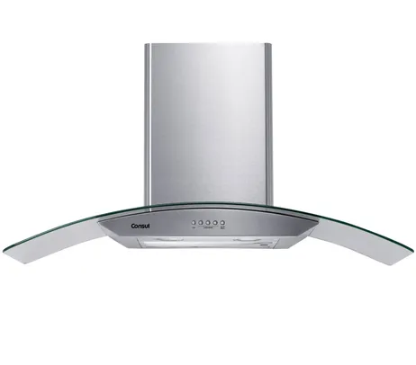 Coifa de Parede Consul 90 cm Inox 5 e 6 bocas com design em vidro e aviso lavar filtro - CAP90AR