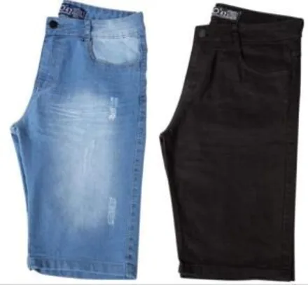 Kit com Duas Bermudas Masculinas Sarja Jeans | R$76