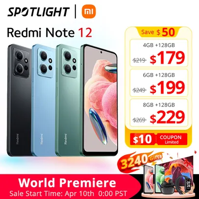 Smartphone Xiaomi Redmi Note 12 Versão Global 120Hz AMOLED 33W Snapdragon