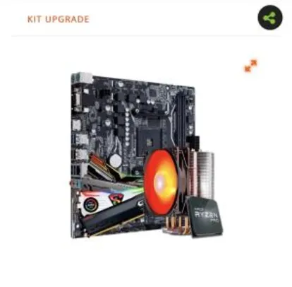 Kit Upgrade AMD Ryzen 3 PRO 3200GE 3.8GHz Turbo + Cooler + Asus Prime A320M-K + Memória DDR4 8GB 3000MHz | R$1592