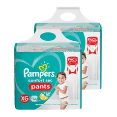 Kit de Fralda Calça Pampers XG Confort Sec Pants Top 132 Unidades - R$136