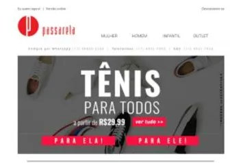 Promoção de Tênis! A partir de R$ 29,99