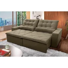 Sofá Retrátil/Reclinável Islândia 2,50m Suede Velut Bege c/ Molas no Assento - King House