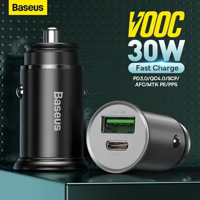 Adaptador Carregador Vooc 30w para carregamento de smartphone no carro