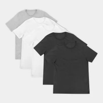 Kit Camiseta Básica c/ 5 Peças Masculinas