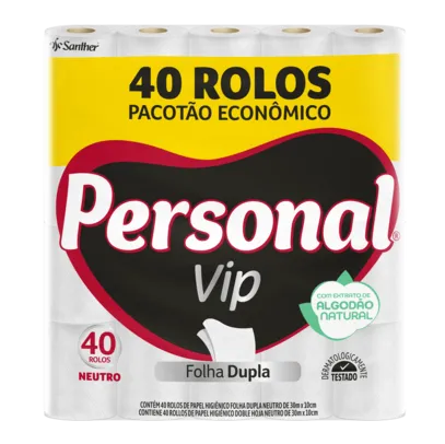 Papel Higiênico Personal Vip Folha Dupla embalagem 40 Unidades