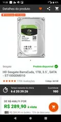 HD Seagate Barracuda 1TB ST1000DM010 - R$ 289,90