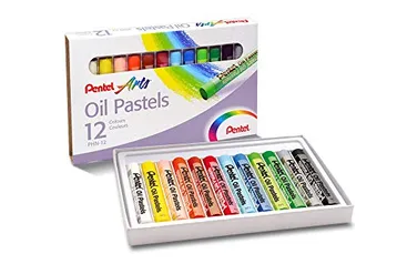 Giz Pastel Oleoso, Pentel, Arts, Phn-12, 12 Cores