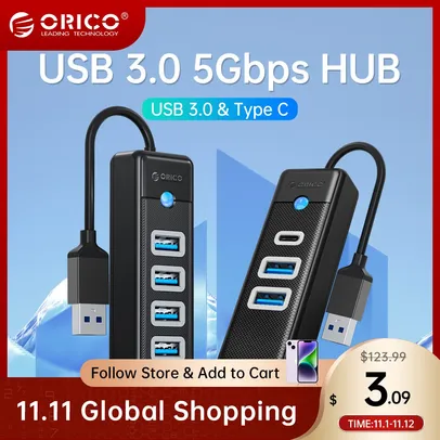 HUB Orico 4 Portas 3.0 15cm USB A