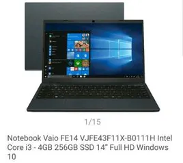 Notebook Vaio Intel Core i3 - 4GB 256GB SSD 14” | R$2654