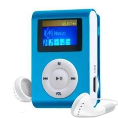 MP3 Player com Entrada SD e Fone de Ouvido Azul