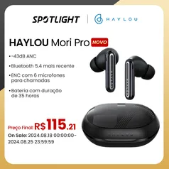 Fone de Ouvido Sem Fio HAYLOU Mori Pro com Bluetooth 5.4, 35 Horas de Bateria e Cancelamento de Ruído