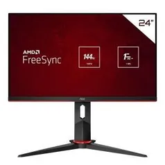 Monitor Gamer AOC HERO W-LED 23.8´ Widescreen, FHD, IPS, HDMI, DisplayPort, FreeSync, 144Hz, 1ms, Altura Ajustável - 24G2/BK