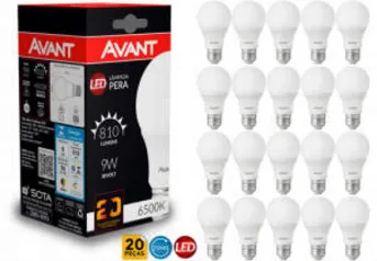 Kit 20 Lampada Led Bulbo 9w Soquete E27 Bivolt Avant | R$ 89