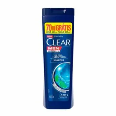 Shampoo Anticaspa Clear Men Ice Cool Mentho Clear 400ml (Leve 3 unidades por R$12,99 cada)