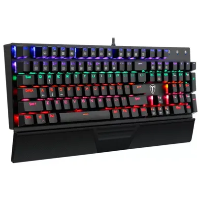 Teclado Mecanico Gamer T-Dagger Destroyer LED Rainbow, ABNT2, Switch Azul