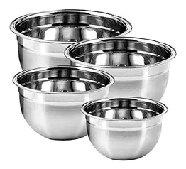 4 Tigelas Bowl Aço Inox Funda Multiuso Medidora P M G Gg