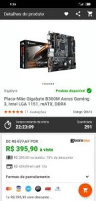 Placa-mãe Gigabyte B360M Aorus Gaming 3, Intel LGA 1151, mATX, DDR4