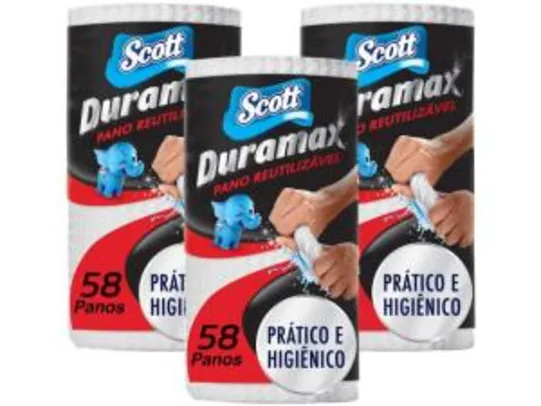 Pano de Limpeza Scott Duramax Reutilizável - 3 Pacotes com 58 Unidades Cada - R$20