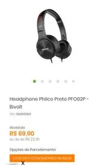 Headphone Philco Preto PFO02P | R$70