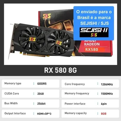 [BR] Placa de Vídeo SEJISHI-SJS RX 580 2048SP 8GB