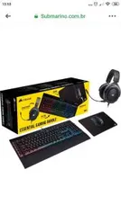 Bundle Corsair 4 em 1: Headset HS50 + Teclado K55 RGB + Mouse Harpoon RGB Pro + Mousepad MM100 - CH-9226315-BR