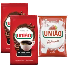 Compre 2 Café Torrado e Moído Extra Forte  União 500g  + R$0,01 Leve 1  Açucar Refinado UNIÃO 1Kg