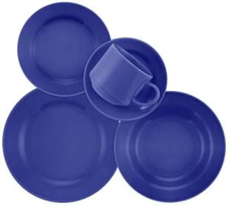 Aparelho de Jantar e Chá 30 Peças Biona Donna Azul Azul - R$197