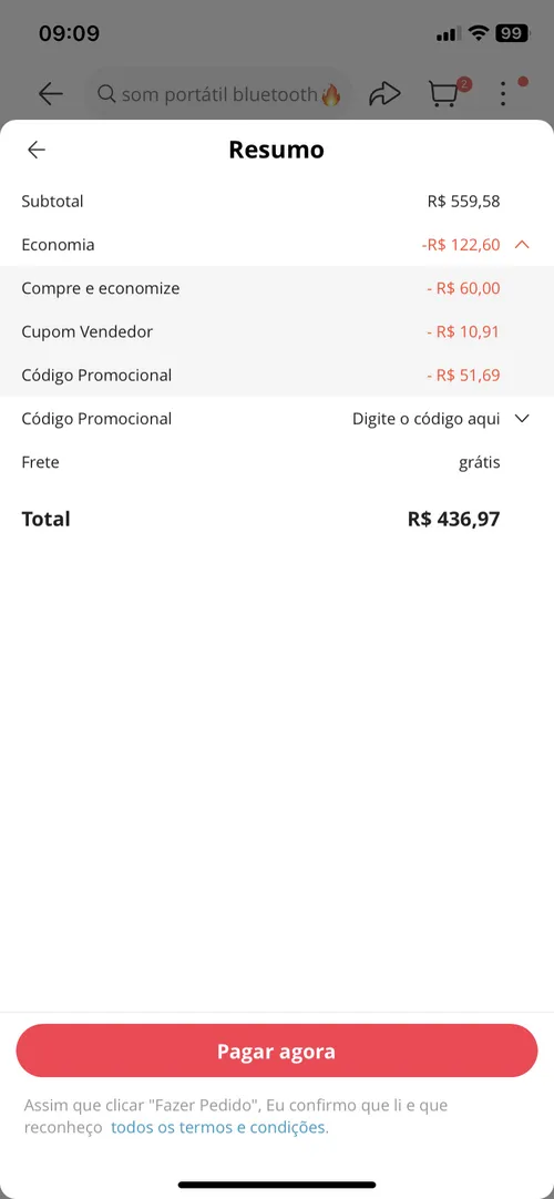 Imagem na descrição da promoção