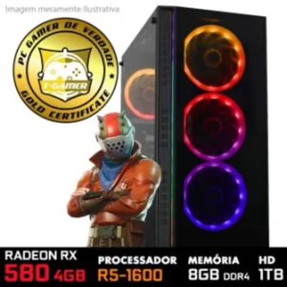 PC Gamer T-Gamer Edition AMD Ryzen 5 1600 3.2GHZ / Radeon RX 580 4GB / 8GB DDR4 / HD 1TB / 500W - R$2.749